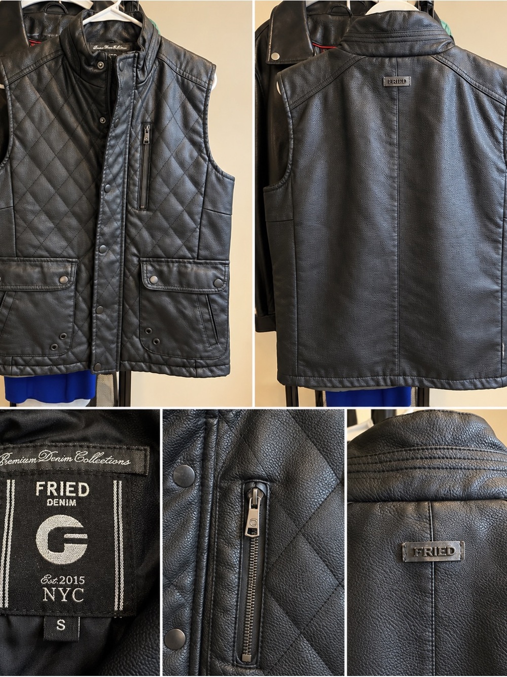 Black Quilted Leather Vest by Kirkland Signature - Men's Sleeveless Jacket